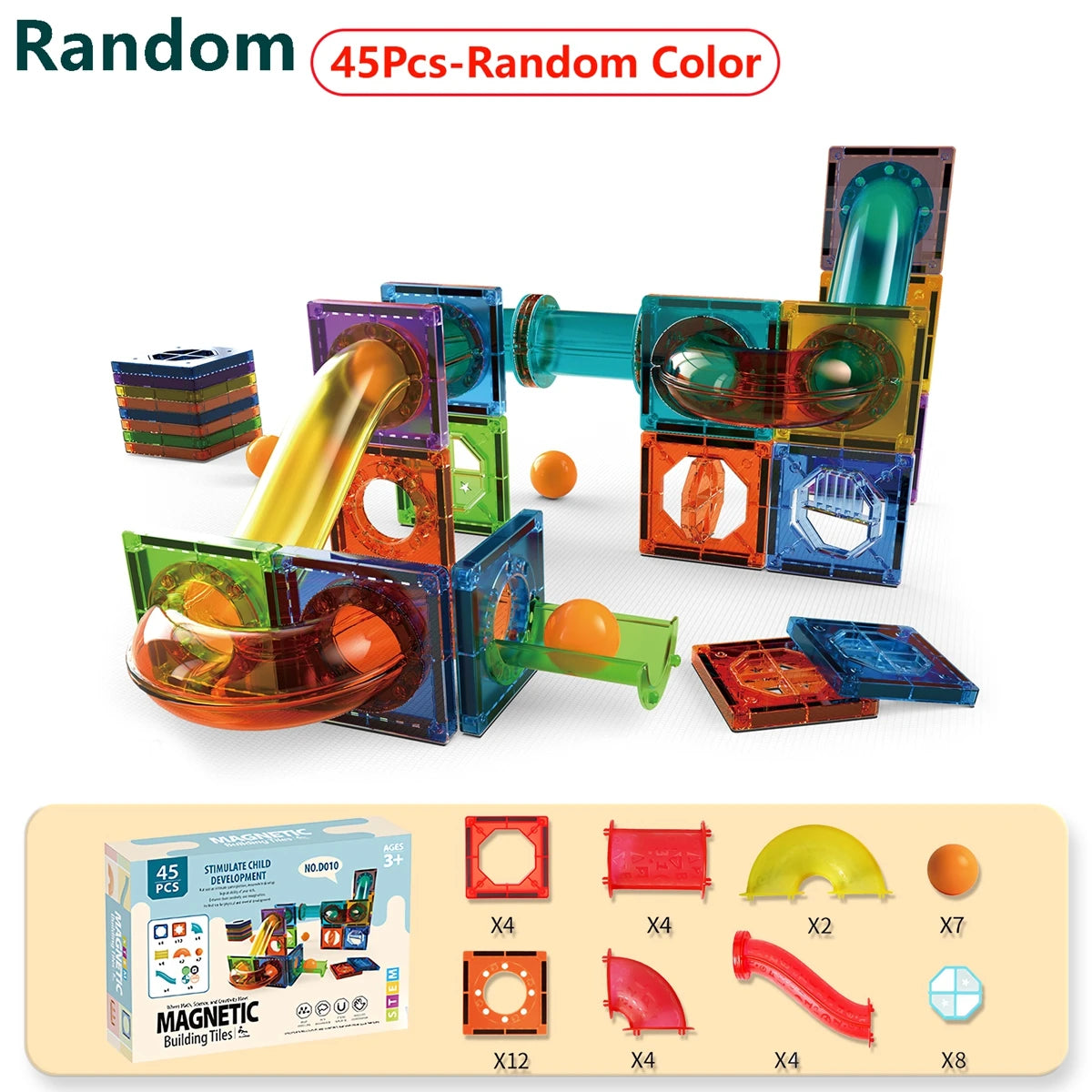 Magnetic Tile Marble Runway Toy, STEM Educational Toy