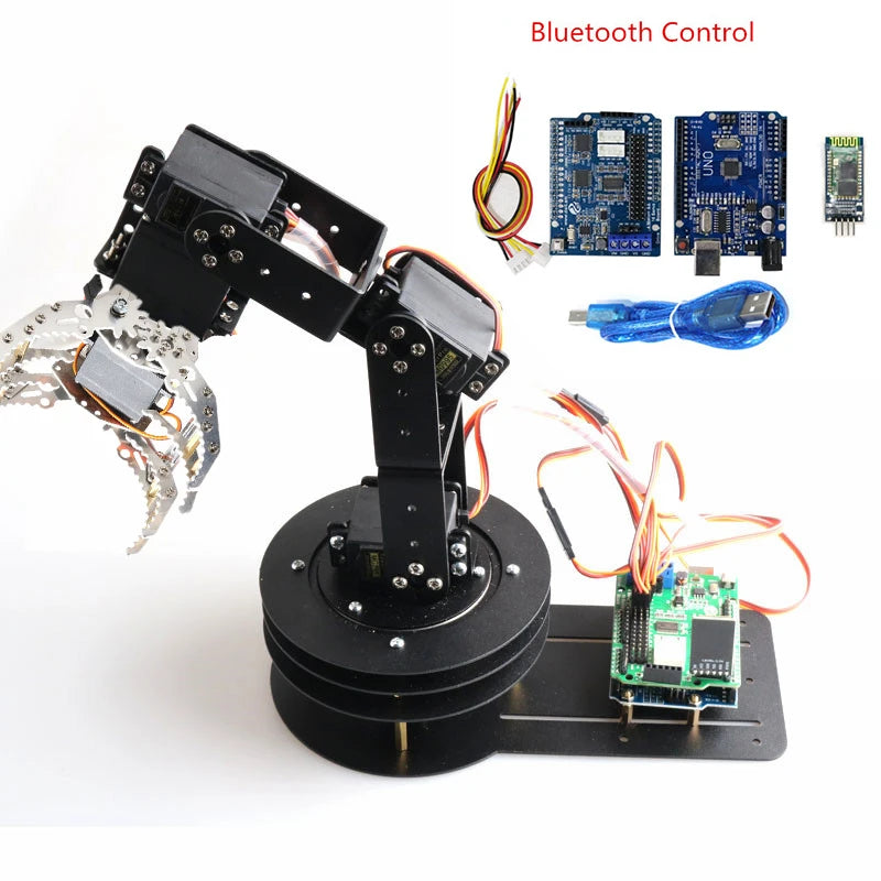 SZDOIT 6DOF Smart Robotic Manipulator Arm 5DOF PTZ Metal Robot Arm+G8 Robot Claw With Control Kit Rotating Base for Arduino Toy