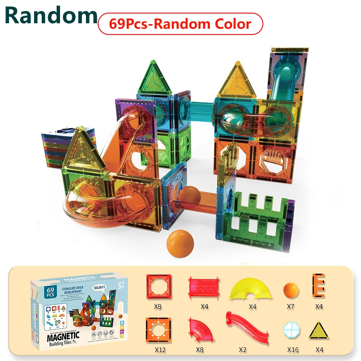 Magnetic Tile Marble Runway Toy, STEM Educational Toy