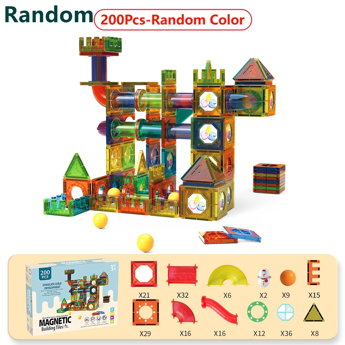 Magnetic Tile Marble Runway Toy, STEM Educational Toy