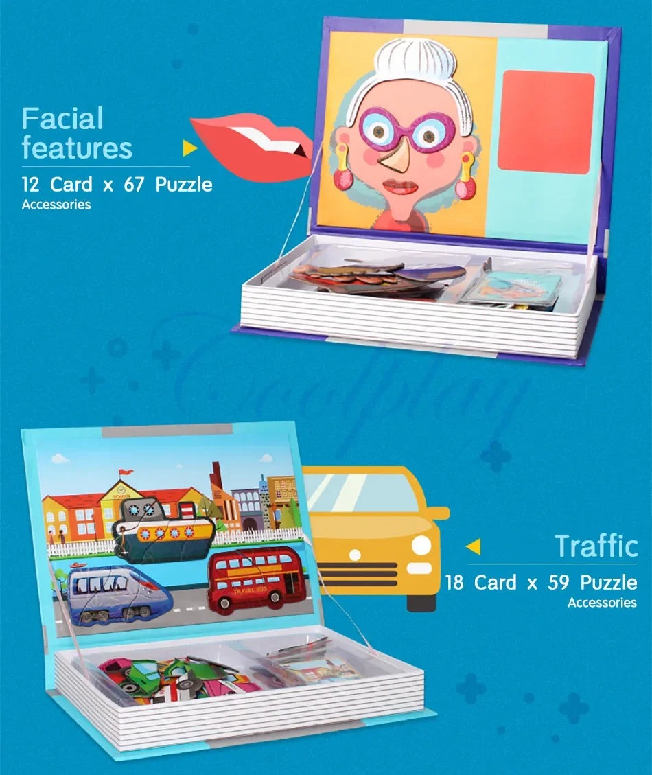Kids 3D Jigsaw Toys Magnetic Puzzle Book