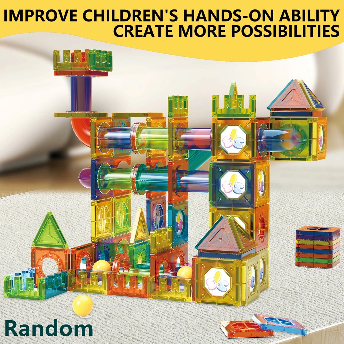 Magnetic Tile Marble Runway Toy, STEM Educational Toy