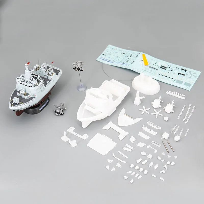 Mini Type 055 Destroyer Q Version Warship Static Model Ornaments DIY Handmade Ship Model Kit Aircraft Carrier Battleship Model