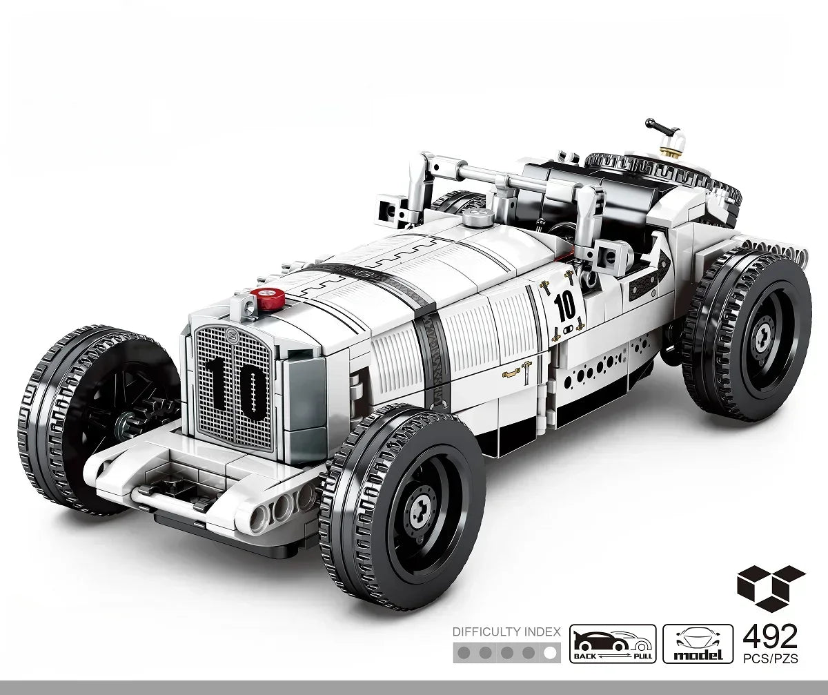 1931 Mercedes Block Car Assembly Model Pull Back Vintage Classic Car