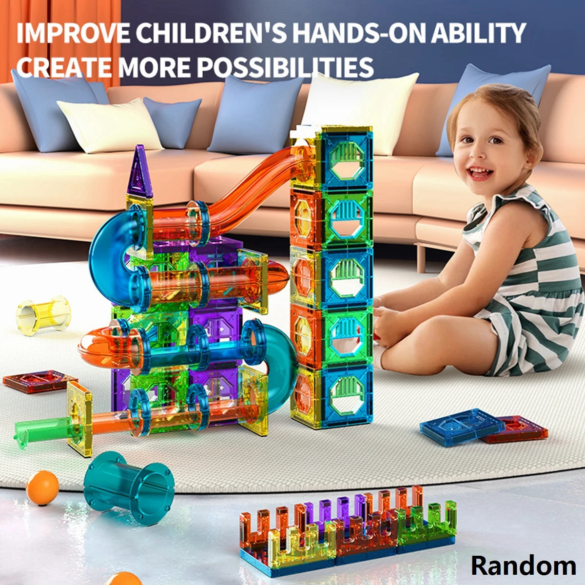 Magnetic Tile Marble Runway Toy, STEM Educational Toy