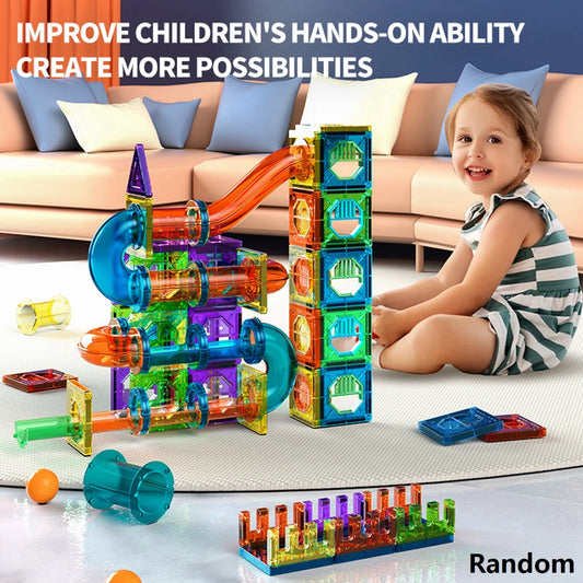 Magnetic Tile Marble Runway Toy, STEM Educational Toy